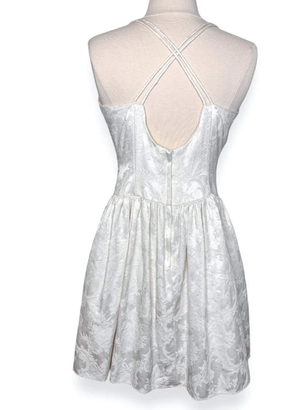 Vintage Jessica McClintock Gunne Sax White Embellished Jacquard Dress Size 9/10 - Picture 8 of 8